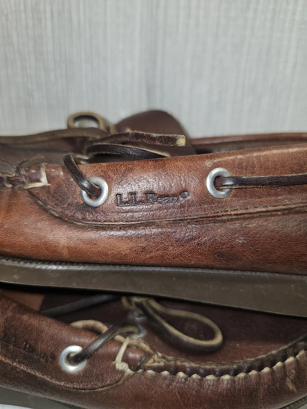 L.L. Bean Men's Dark Brown Leather Boat Shoes  - S48